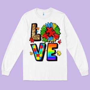 Autism Love Long Sleeve Tee Designed By Lillyallendesigns