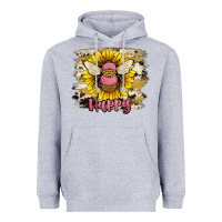 Heather Grey bee happy Heavyweight Hoodie - JahusDesignShop