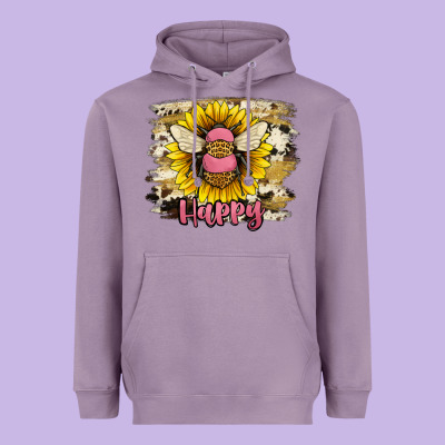 Bee Happy Heavyweight Hoodie Designed By Jahusdesignshop