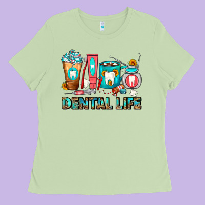 Dental Life Dentist Coffee Cups Ladies Tee Designed By Fadigitalartstudio