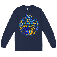 Navy World Down Syndrome Day Long Sleeve Tee - CowhideDigitalArt