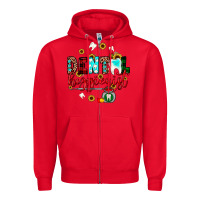 Red Christmas dental hygienist Zipper Hoodie - JahusDesignShop