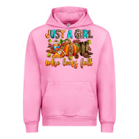 Fuchsia Pink Just a girl who loves Fall Urban Hoodie - RanaPortraitStore