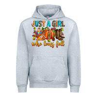 Heather Grey Just a girl who loves Fall Urban Hoodie - RanaPortraitStore