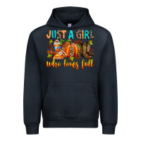 Navy Just a girl who loves Fall Urban Hoodie - RanaPortraitStore