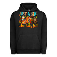 Pigment Black Just a girl who loves Fall Urban Hoodie - RanaPortraitStore