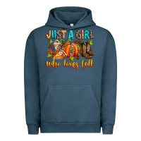Pigment Midnight Navy Just a girl who loves Fall Urban Hoodie - RanaPortraitStore