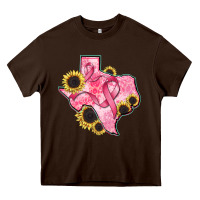 Chocolate Brown texas map breast cancer Heavy Core Tee - CowGirlArtShop