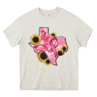 Cream texas map breast cancer Heavy Core Tee - CowGirlArtShop