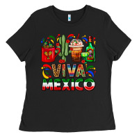 Black Viva Mexico Coffee Cups With Cactus And Tequila Ladies Tee - FaDigitalArtStudio
