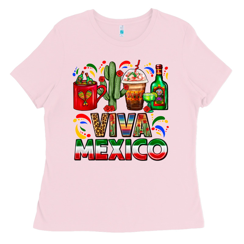 Viva Mexico Coffee Cups With Cactus And Tequila Ladies Tee by FaDigitalArtStudio | Teevron