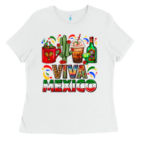 White Viva Mexico Coffee Cups With Cactus And Tequila Ladies Tee - FaDigitalArtStudio