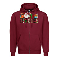 Burgundy teacher christmas Zipper Hoodie - JahusDesignShop