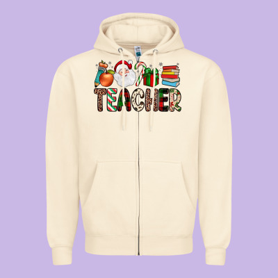 Teacher Christmas Zipper Hoodie Designed By Jahusdesignshop
