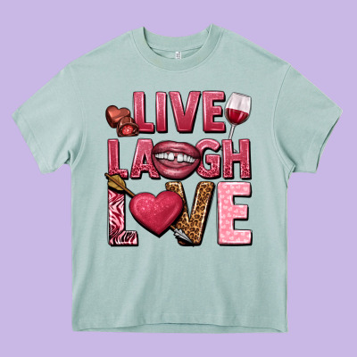 Live Laugh Love Valentine's Day Heavy Core Tee Designed By Howdyjamesfarm