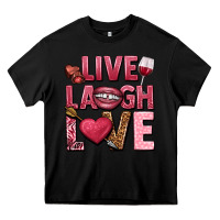 Black Live laugh love Valentine's Day Heavy Core Tee - HowdyJamesFarm