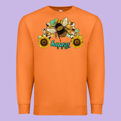 Bee Happy Honey Comb Premium Sweatshirt Designed By Jahusdesignshop