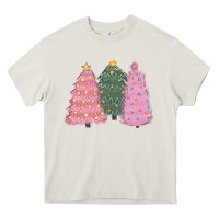 Cream christmas trees Heavy Core Tee - CowGirlArtShop