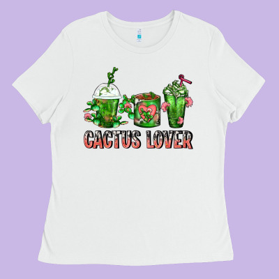 Cactus Lover Cactus Coffee Cups Ladies Tee Designed By Fadigitalartstudio