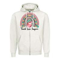 Oatmeal Heather teach love inspire Zipper Hoodie - JahusDesignShop
