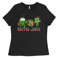 Black Cactus Lover Cactus Coffee Cups Ladies Tee - FaDigitalArtStudio