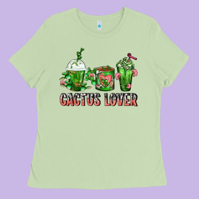 Cactus Lover Cactus Coffee Cups Ladies Tee Designed By Fadigitalartstudio