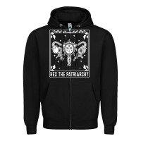 Black womens hex the patriarchy uterus tarot card halloween feminist t shirt Zipper Hoodie - maiPhamDesign