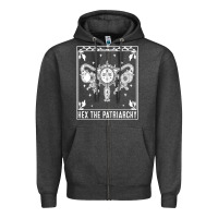Charcoal Heather womens hex the patriarchy uterus tarot card halloween feminist t shirt Zipper Hoodie - maiPhamDesign