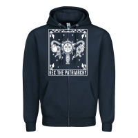 Navy womens hex the patriarchy uterus tarot card halloween feminist t shirt Zipper Hoodie - maiPhamDesign