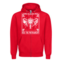 Red womens hex the patriarchy uterus tarot card halloween feminist t shirt Zipper Hoodie - maiPhamDesign