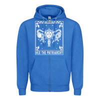 True Royal womens hex the patriarchy uterus tarot card halloween feminist t shirt Zipper Hoodie - maiPhamDesign