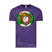 Cloud Purple baseball with sunflower round earrings Vintage Tee - BundleAndBundleShop