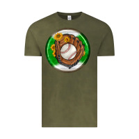 Vintage Olive baseball with sunflower round earrings Vintage Tee - BundleAndBundleShop
