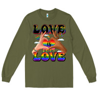 Army Green love is love lgbtq pride hands Long Sleeve Tee - LillyAllenDesigns