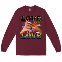 Burgundy love is love lgbtq pride hands Long Sleeve Tee - LillyAllenDesigns