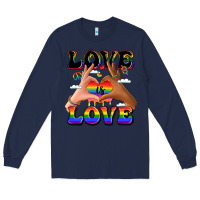 Navy love is love lgbtq pride hands Long Sleeve Tee - LillyAllenDesigns