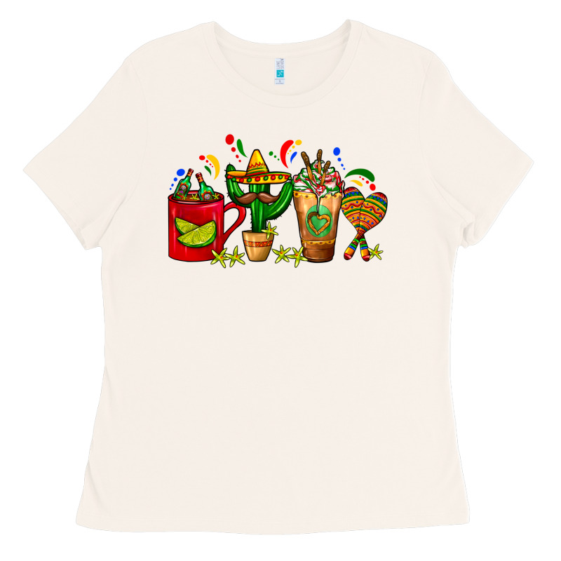 Mexico Coffee Cups With Cactus Sombrero And Maraca Ladies Tee by FaDigitalArtStudio | Teevron