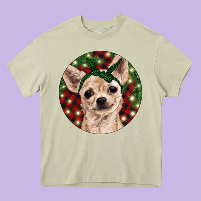 Christmas Chihuahua With Buffalo Plaid Heavy Core Tee Designed By Ranaportraitstore
