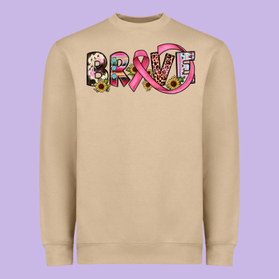 Brave Cancer Awareness Ribbon Heavyweight Sweatshirt Designed By Jahusdesignshop