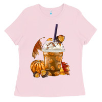 Bubblegum Pink Pumpkin Spice Coffee Ladies Tee - FaDigitalArtStudio