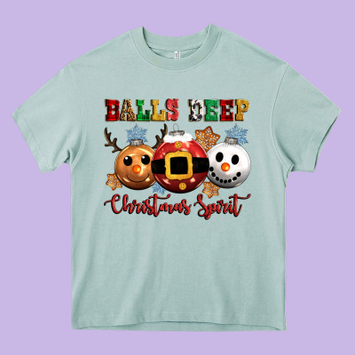 Balls Deep Christmas Spirit Heavy Core Tee Designed By Cowgirlartshop