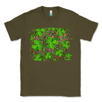 Army Green st patrick's day shamrock and leopard distressed background Classic Tee - RanaPortraitStore