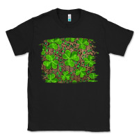 Black st patrick's day shamrock and leopard distressed background Classic Tee - RanaPortraitStore
