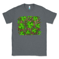 Charcoal Heather st patrick's day shamrock and leopard distressed background Classic Tee - RanaPortraitStore