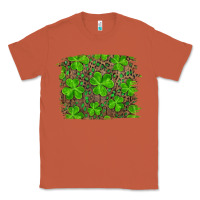 Copper st patrick's day shamrock and leopard distressed background Classic Tee - RanaPortraitStore