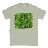 Matcha st patrick's day shamrock and leopard distressed background Classic Tee - RanaPortraitStore