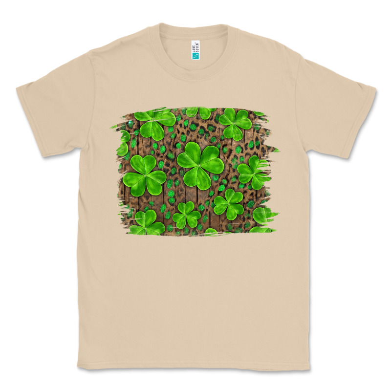 St Patrick's Day Shamrock And Leopard Distressed Background Classic Tee by RanaPortraitStore | Teevron