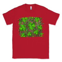 Red st patrick's day shamrock and leopard distressed background Classic Tee - RanaPortraitStore