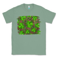 Sage st patrick's day shamrock and leopard distressed background Classic Tee - RanaPortraitStore