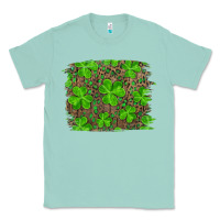 Seafoam st patrick's day shamrock and leopard distressed background Classic Tee - RanaPortraitStore